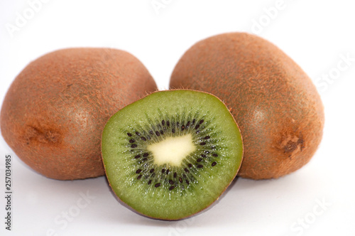 Kiwi on white background. Juicy ripe fruit isolate