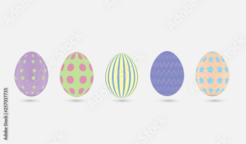 Set of decorative easter eggs with different patterns