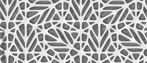 3d white lattice tiles on g...