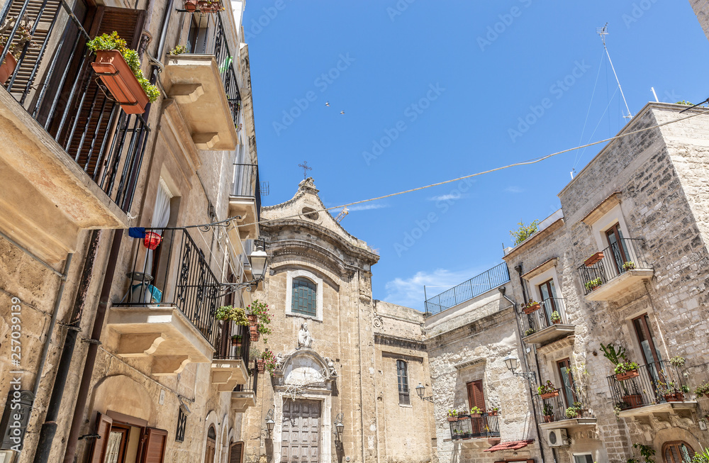Architecture of the Old Town of Bari, Italy. Bari is the capital Apulia region, on the Adriatic
