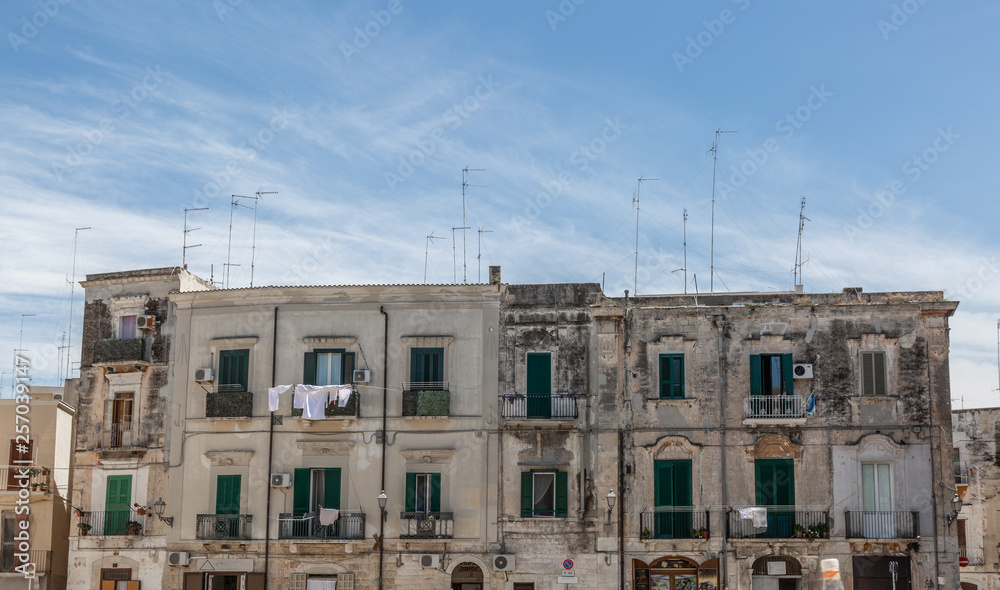 Architecture of the Old Town of Bari, Italy. Bari is the capital Apulia region, on the Adriatic Sea