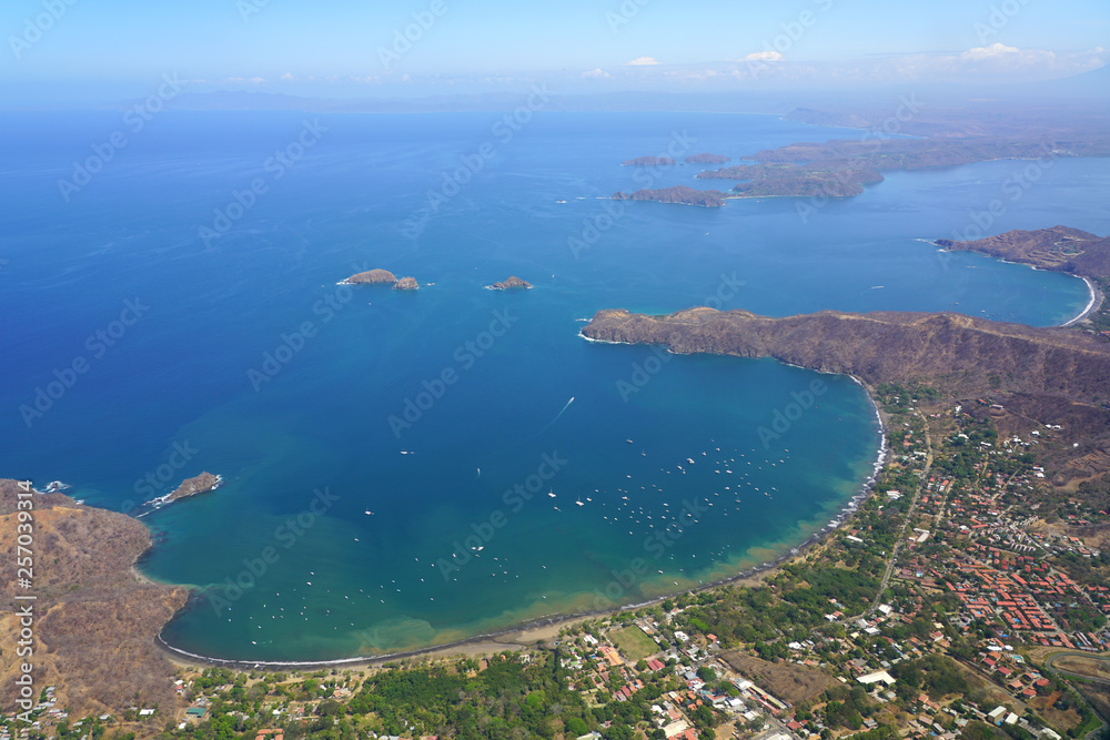 Aerial view of the Playas del Coco beach in the Golfo del Papagayo near Liberia, Guanacaste, Costa Rica