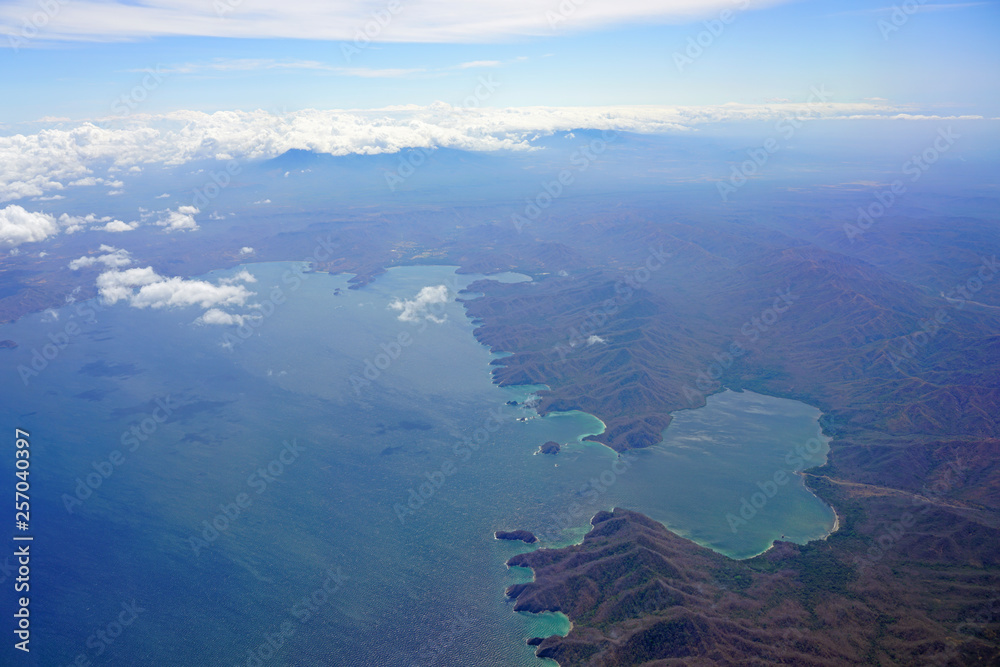 Aerial view of the Santa Elena Bay in Guanacaste, Costa Rica