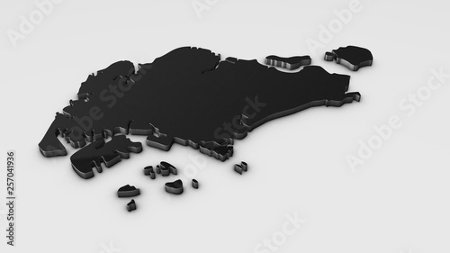 Singapore 3D map illustration.