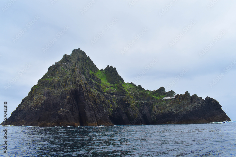 Skellig Island with Monastery in middle of Atlantic Ocean