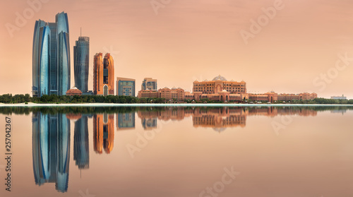 View of Abu Dhabi Skyline on a sunny day, UAE