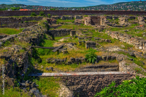 Photography Ancient stone ruins and excavations near Royal Buda Castle in Budapest, Hungary