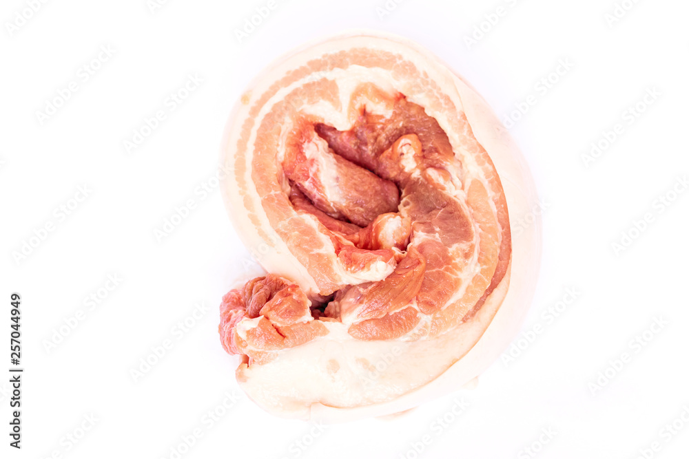 Pork belly cut isolated on white background. 