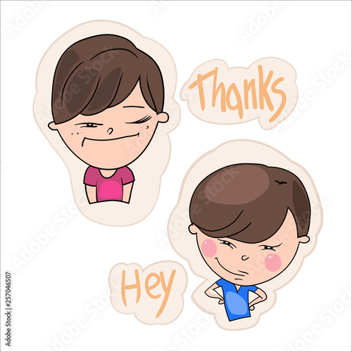Color illustrations, a set of stickers for social networks, people's emotions