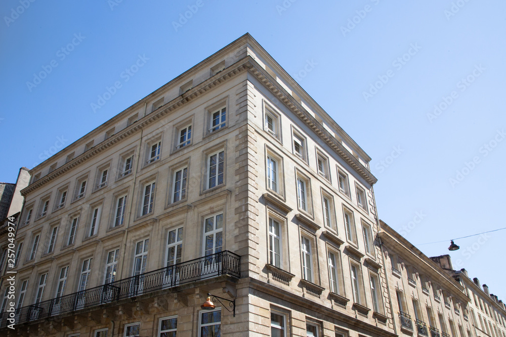 Typical parisian residential buildings of Haussmann and Art Deco style city paris bordeaux