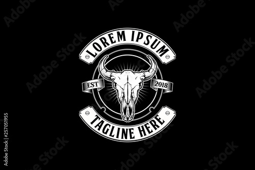 buffalo skull head vector badge logo