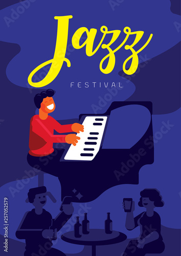 jazz festival with pianist in jazz pub