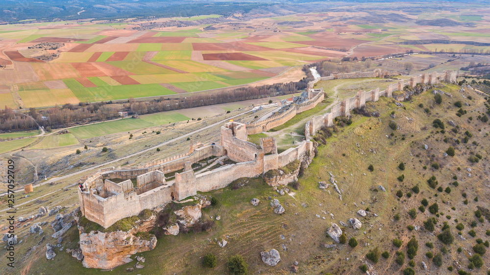 aerial view of spanish medieval old castle at castile