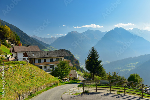 Alpine village of Stulles in the Alps. South Tyrol, Italy.