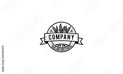 Corn Farm field ribbon black vector logo design