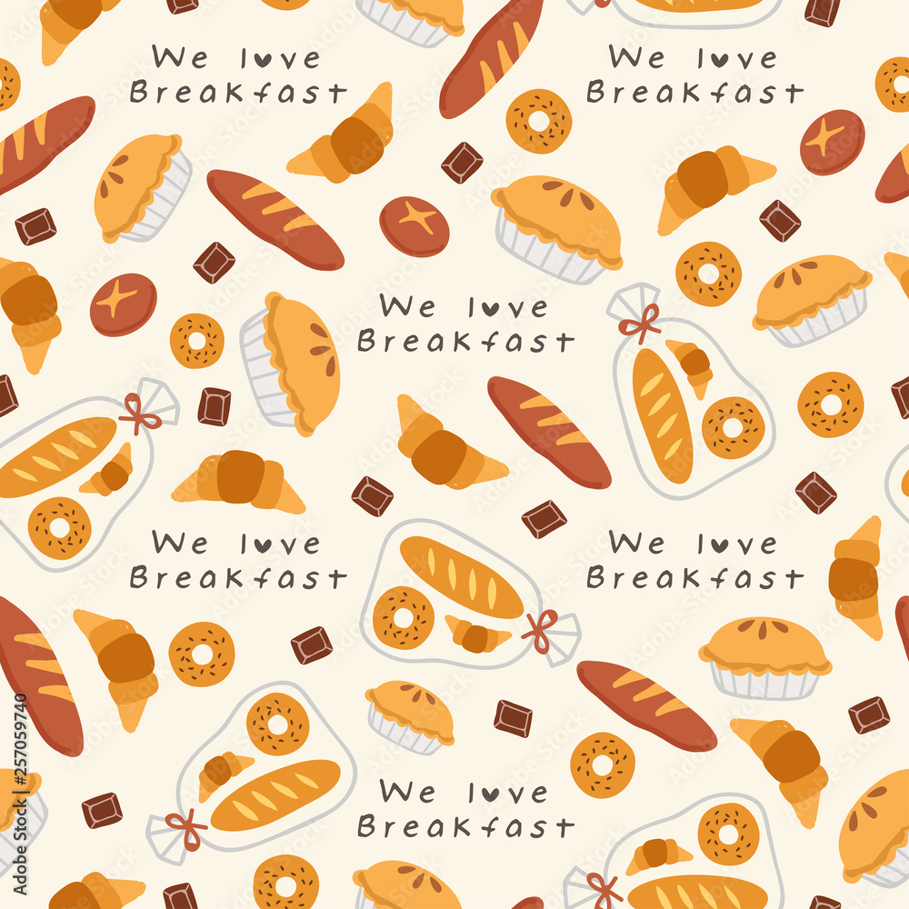Hand drawn vector illustration of coffee, sweets and pastry : Seamless Pattern Hand drawn vector illustration of coffee, sweets and pastry : Seamless Pattern