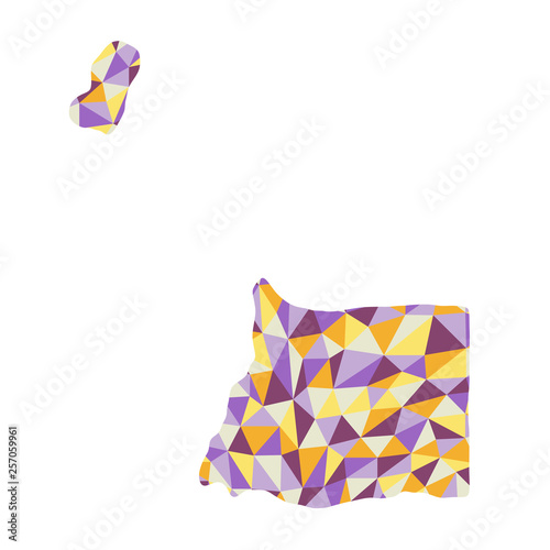 Equatorial Guinea polygonal map background low poly style yellow, orange, blue, purple colors vector illustration eps