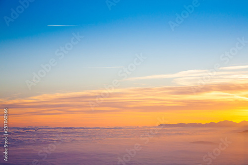 Mountain silhouette at sundown