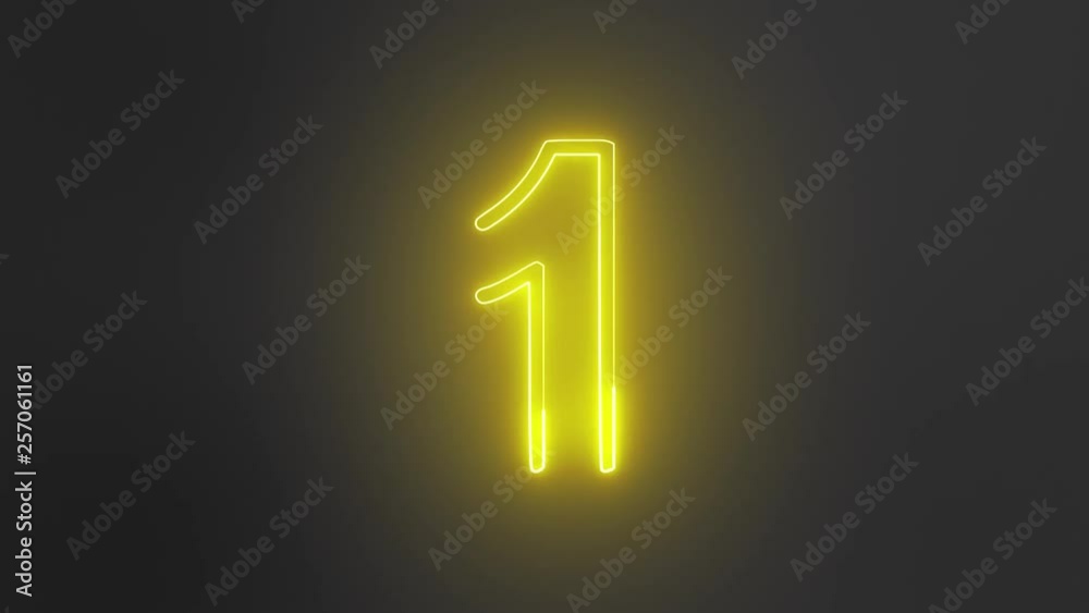 Neon Sign Numbers Counting Up from 1 to 5 Color Yellow Neon Sign Numbers Counting Up from 1 to 5 Color Yellow