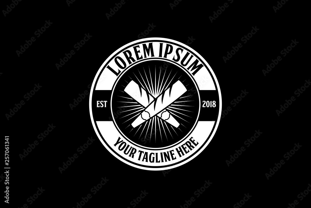 black and white CROSS CIGARETTE vector round logo template black and white CROSS CIGARETTE vector round logo template