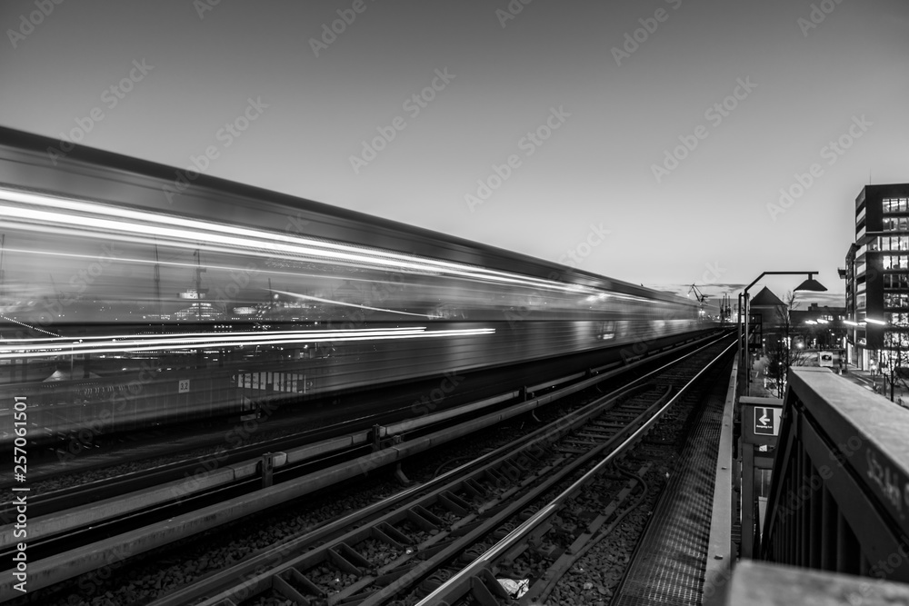 long exposure subway train