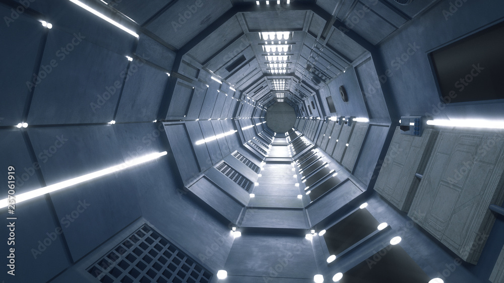 Obraz premium 3d render. Futuristic interior concept architecture