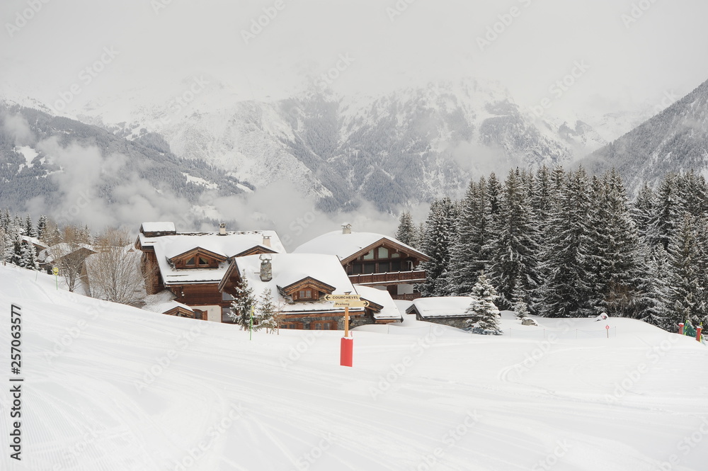 Courchevel ski resort village in winter Courchevel ski resort village in winter