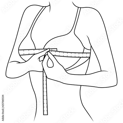 Girl measuring the size of her chest