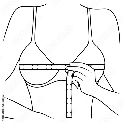 Woman measuring the size of her chest