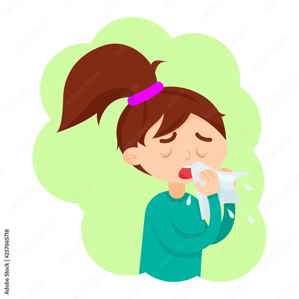Symptoms of common cold fever, cough, snot, chills, dizziness. Stock Vector Adobe Stock