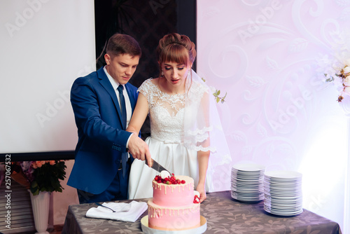 beautiful young newlywed couple in a restaurant 1