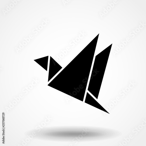 Origami paper cranes icon. Vector. Flat design.