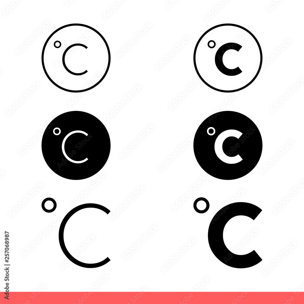 C degree vector icon set, celsius symbol. Simple, flat design for web or  mobile app Stock Vector | Adobe Stock