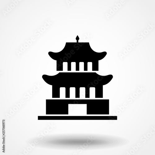 Pagoda tiered tower icon vector, filled flat sign, solid pictogram isolated on white. Symbol, logo illustration.