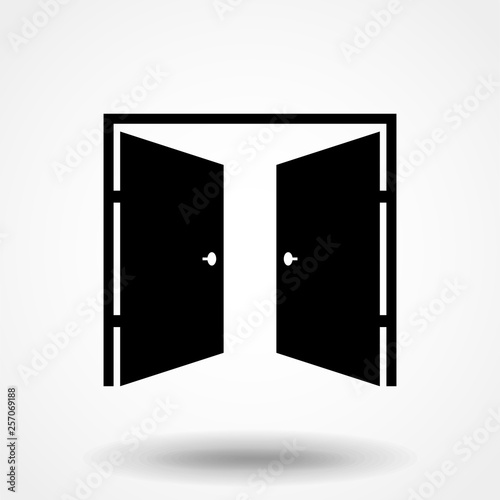 Double doors open icon. Flat vector illustration EPS 10