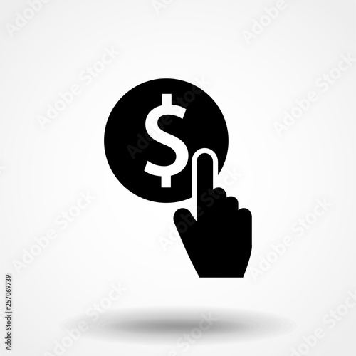 Pay per click icon, click on money. Vector. Isolate on white background.
