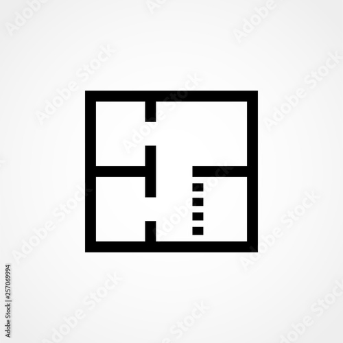 House plan simple flat icon. Vector illustration on white background.