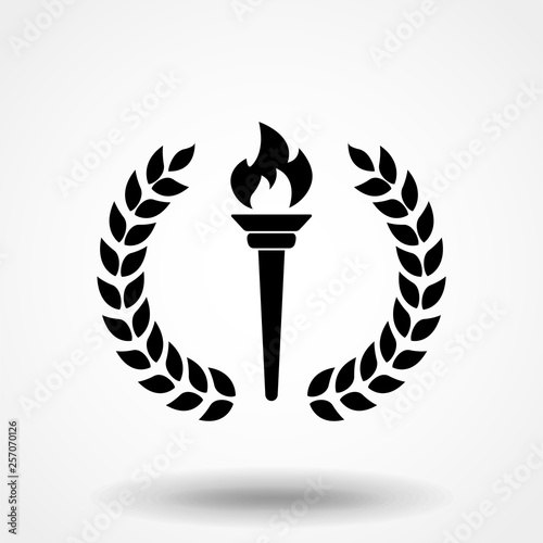 Black silhouette of laurel and torch