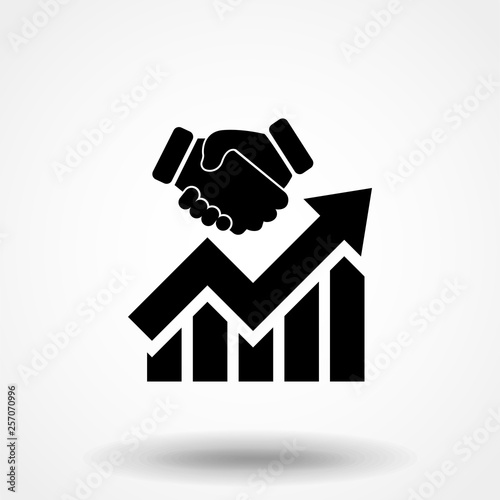 Acquisition Hands Growth Chart vector icon. Pictogram is isolated on a white background. Designed for web and software interfaces.