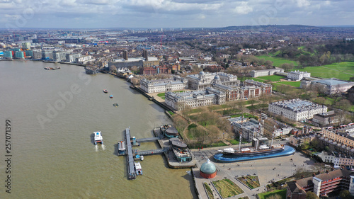 Photography Aerial drone photo of iconic city and University of Greenwich in the heart of Lo