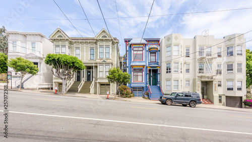Heritage row houses line up the streets in Castro district, San Francisco, California, USA photo
