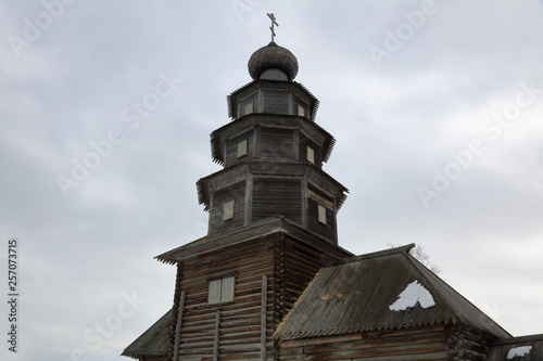 The wooden exterior of the Old Ascension Church. Torzhok, Russia. Built in 1653