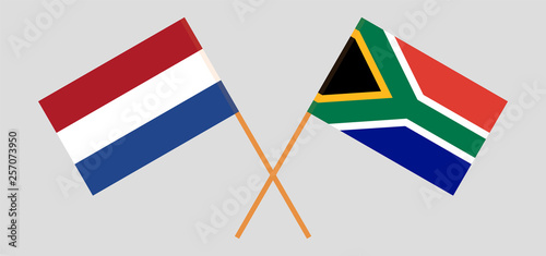 RSA and Netherlands. The South African and Netherlandish flags. Official colors. Correct proportion. Vector illustration