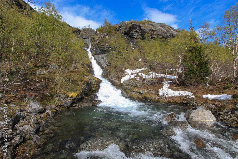 Spring trip in the mountains of northern Norway,river in Tosholdalen Spring trip in the mountains of northern Norway,river in Tosholdalen