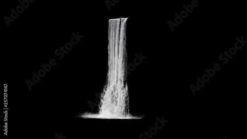 waterfall texture seamless loop, 4k, isolated on black with alpha and separate foam layer
