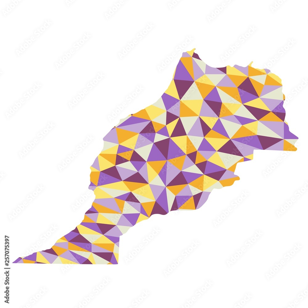 Morocco polygonal map background low poly style yellow, orange, blue, purple colors vector illustration eps Morocco polygonal map background low poly style yellow, orange, blue, purple colors vector illustration eps