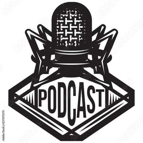 Monochrome vector illustration with microphone and wreath for stand-up