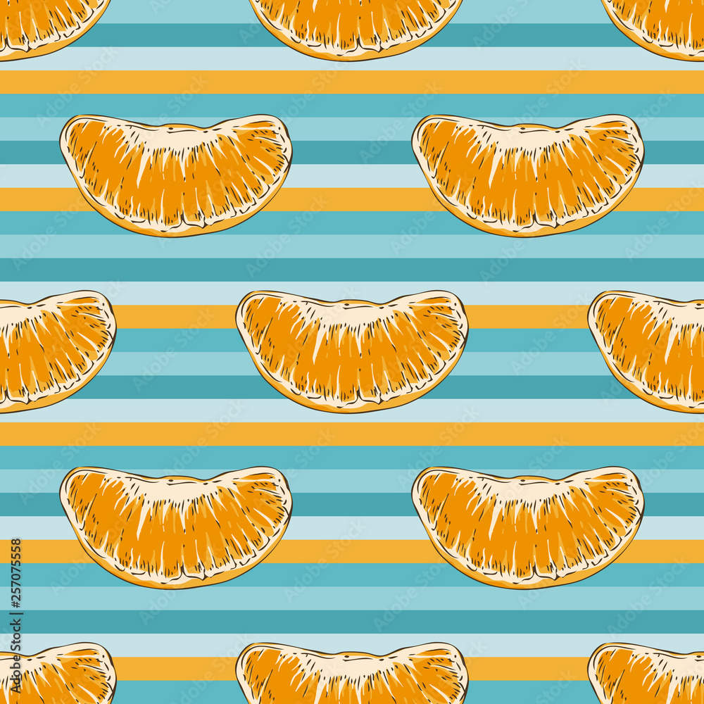 Striped Seamless Pattern with Tangerine Striped Seamless Pattern with Tangerine