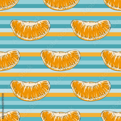 Striped Seamless Pattern with Tangerine