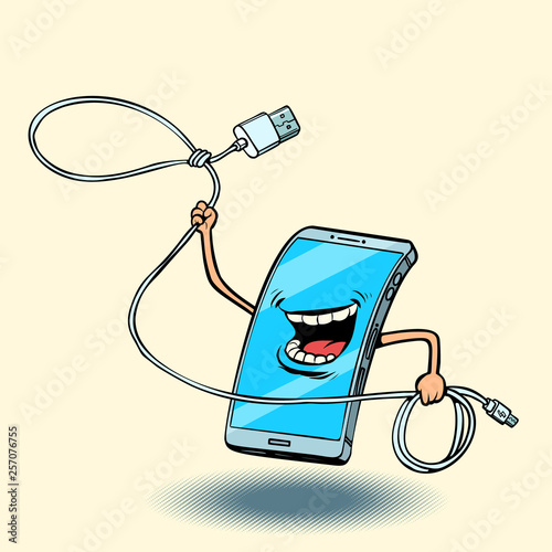 smartphone and usb cord. lasso